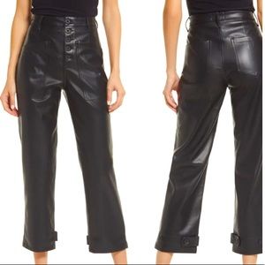 Black leather high rise pants bootcut straight leg 25